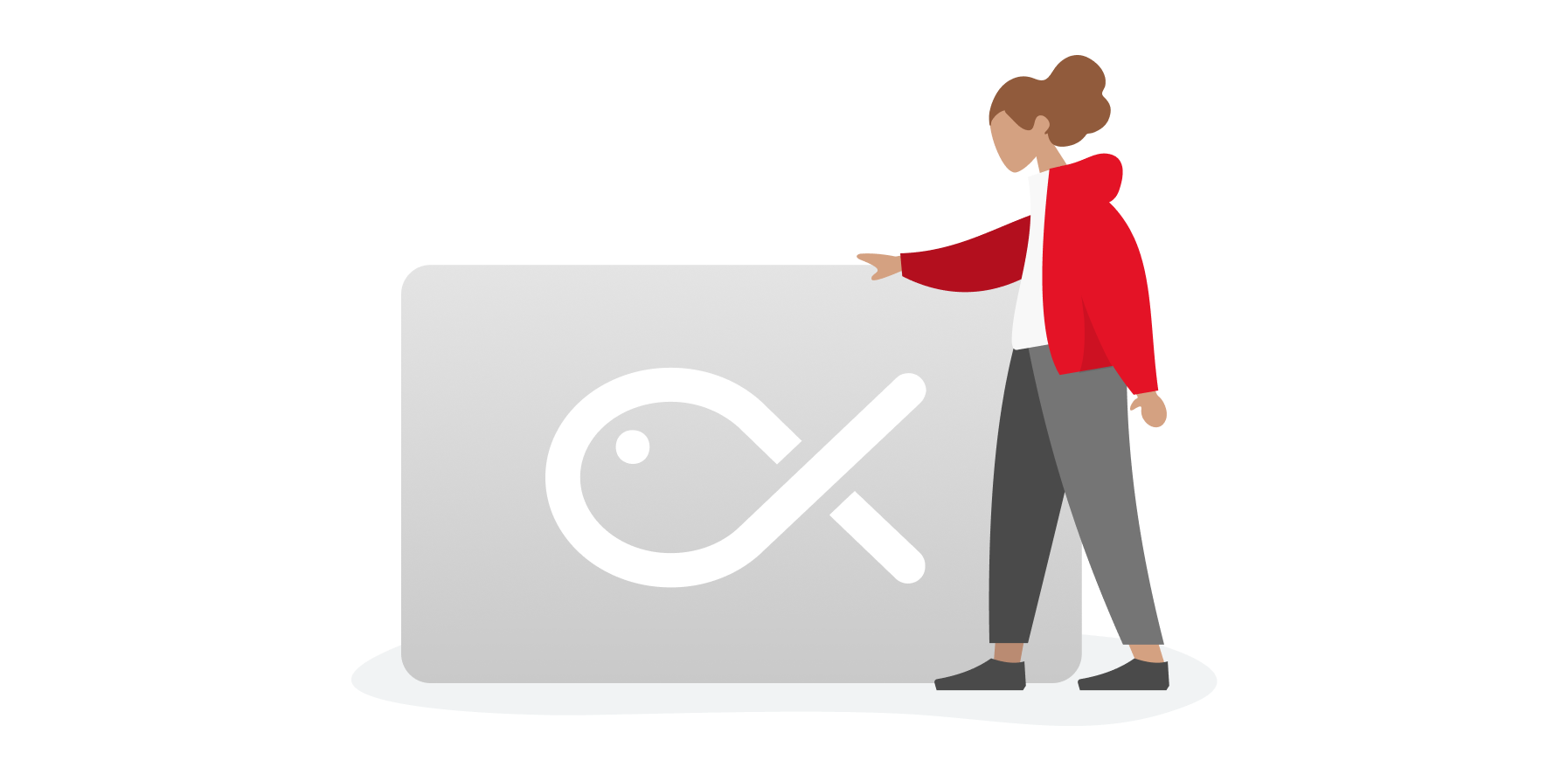 An image of a grey Snapper card with a person standing next to it.